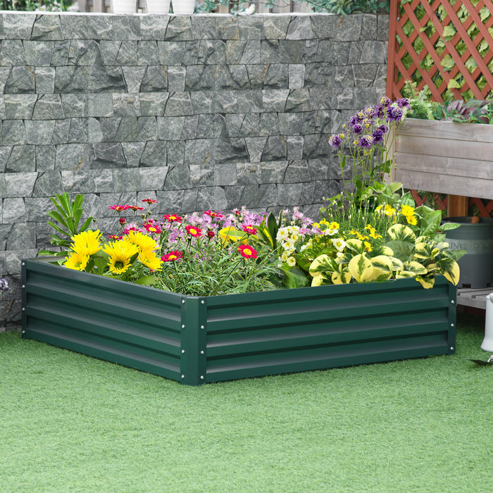 Outsunny 4' X 4' X 1' Raised Garden Bed Box With Weatherized Steel Frame For Vegetables, Flowers, & Herbs, Green