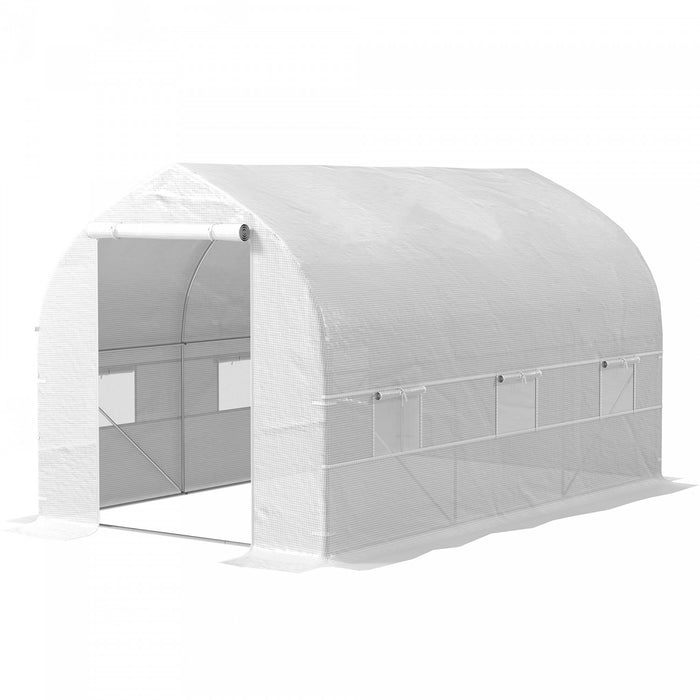 Outsunny 11.5' X 6.6' X 6.6' Portable Walk-in Tunnel Greenhouse, White