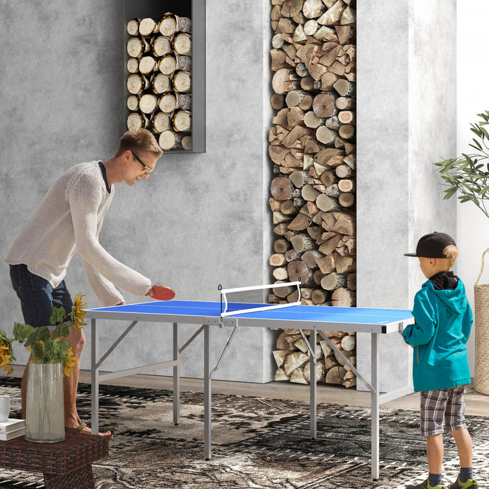 Soozier Ping Pong Table Set With Net Paddles Balls For Outdoor Indoor Blue