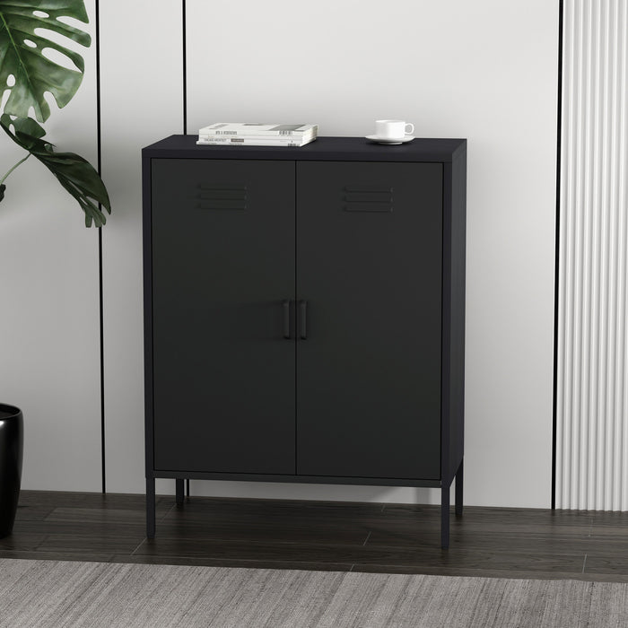 Naomi Modern 32\" Metal Accent Cabinet in Black