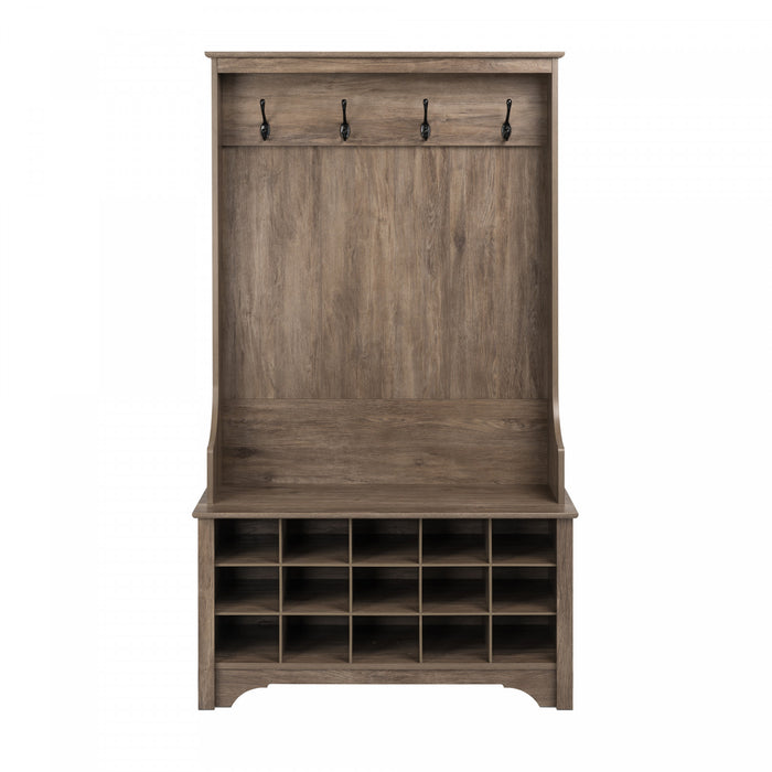 Hall Tree with Shoe Storage - Drifted Grey