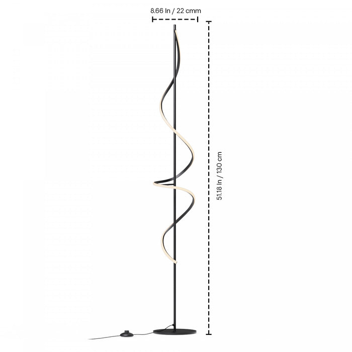 51\" Matte Black LED Floor Lamp with Stepless Dimming