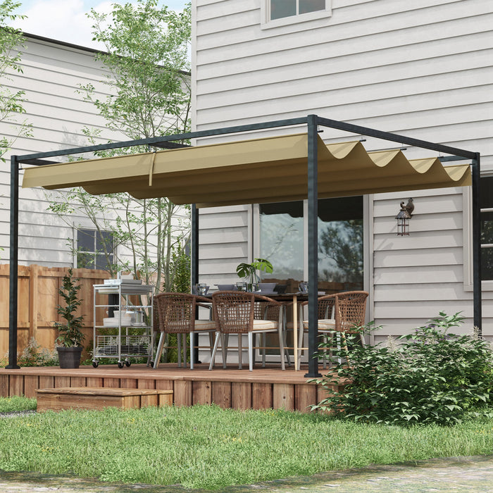 Outsunny 10' X 7' Patio Pergola With Retractable Canopy, Khaki