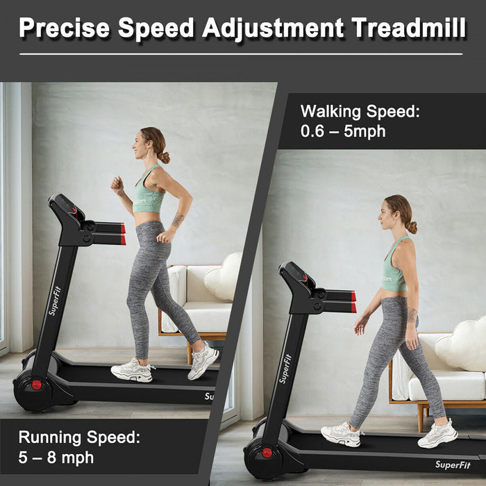 Superfit 3hp Folding Electric Treadmill Running Machine W/ Speaker Red