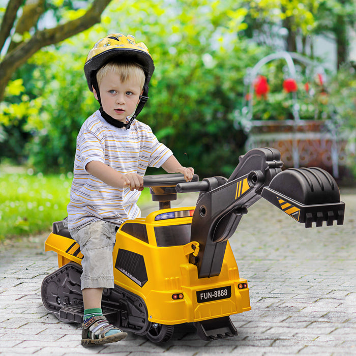 Aosom 6v Electric Powered Ride-On Tractor, 3 In 1 Electric Ride On Excavator, Bulldozer, Road Roller, Battery Powered Pretend Play Construction, For 18-48 Months - Yellow