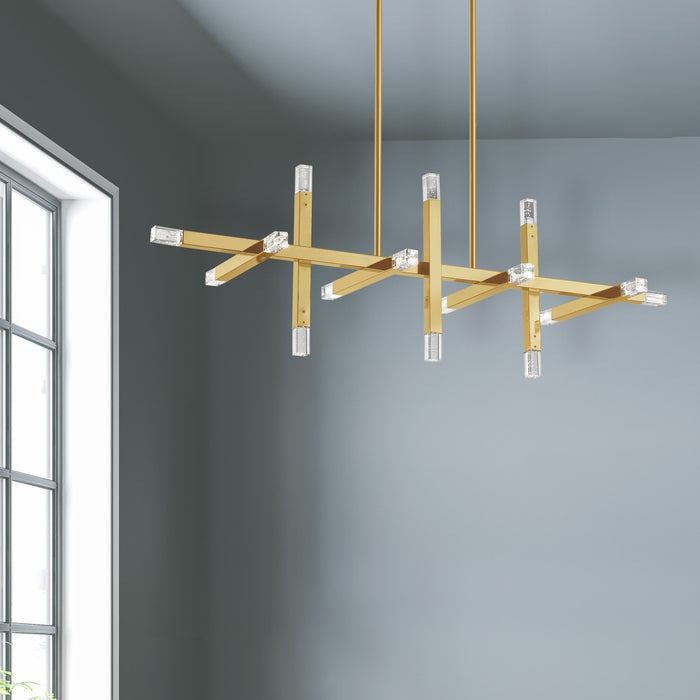 Dainolite Francesca Horizontal Chandelier 48w Aged Brass Acrylic Diffuser Lamp