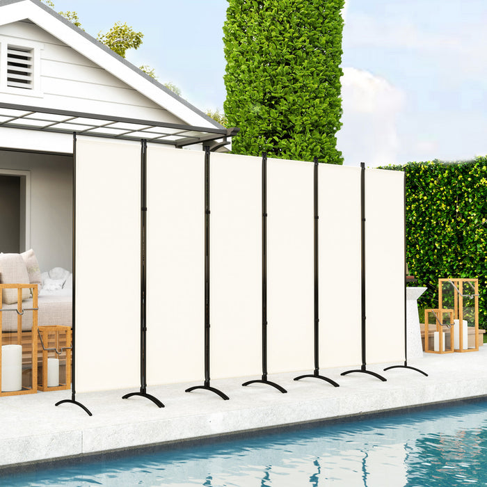 Outsunny 6 Panel Folding Privacy Screen, Uv30+ Room Divider, Beige