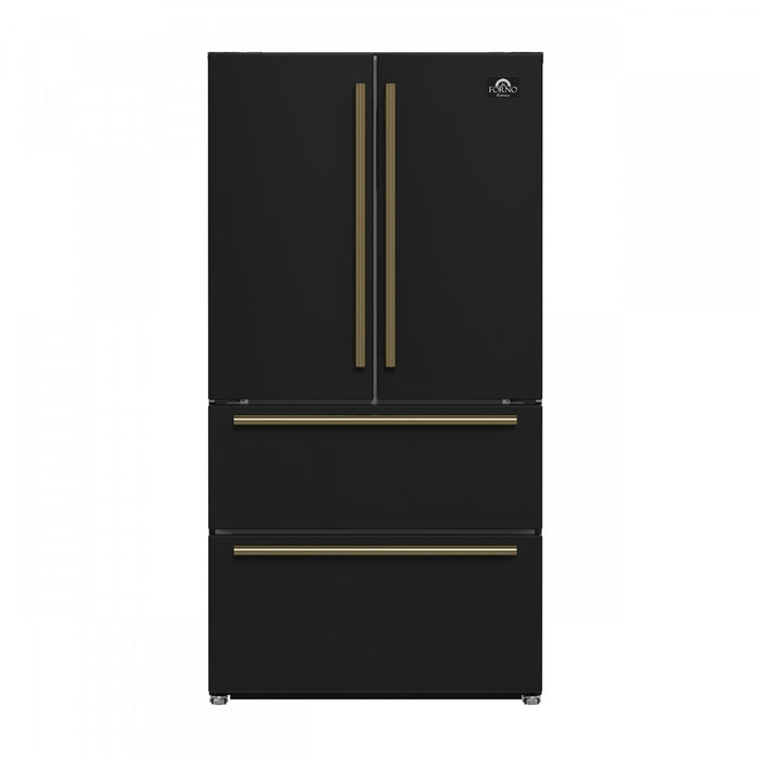 Forno Espresso Moena 36-inch French Door Refrigerator in Black, 19.2 cu.ft. - FFRBI1820-36BLK