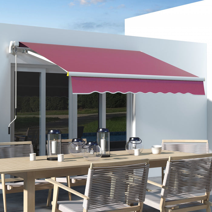 Outsunny 8' X 6.5' Retractable Awning With Led Lights, Uv40+, Wine Red