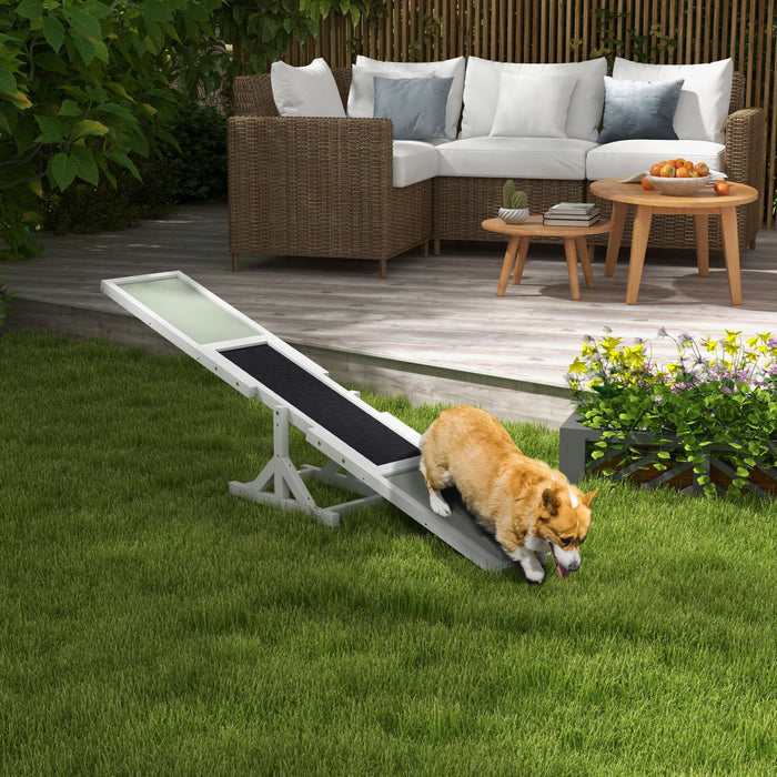 Pawhut Wood Pet Seesaw Platform Dog Agility Training Equipment Run Game Toy Weather Resistant Pet Supplies White