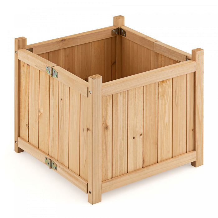 Costway 15\" Wooden Planter Box Elevated Outdoor Folding Planter With Removable Bottom