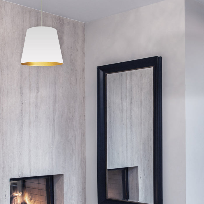Dainolite Oversized Drum 1 Light Pendant Small White/Gold Shade Lamp