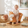 Qaba Rocking Horse for Toddlers 1-3 Years, Deer Baby Rocking Horse with Seat Belt, Stuffed Plush Ride-On Animal with Sounds, Wooden Rocker for Birthday or Christmas Gift, Brown