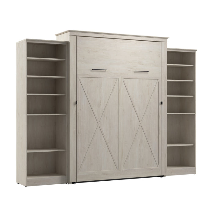 Bestar Key West Queen Murphy Bed with Closet Organizers (119 W) - Linen White Oak