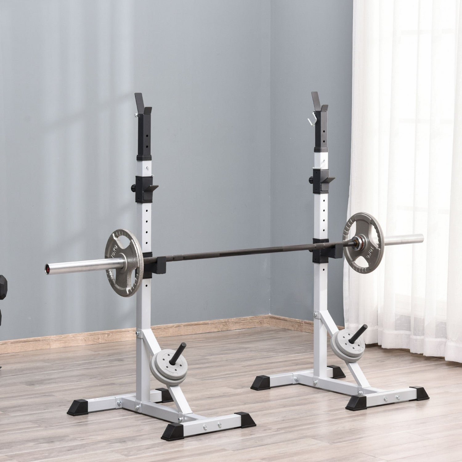 Soozier 2-piece Barbell Rack, Height Adjustable Squat