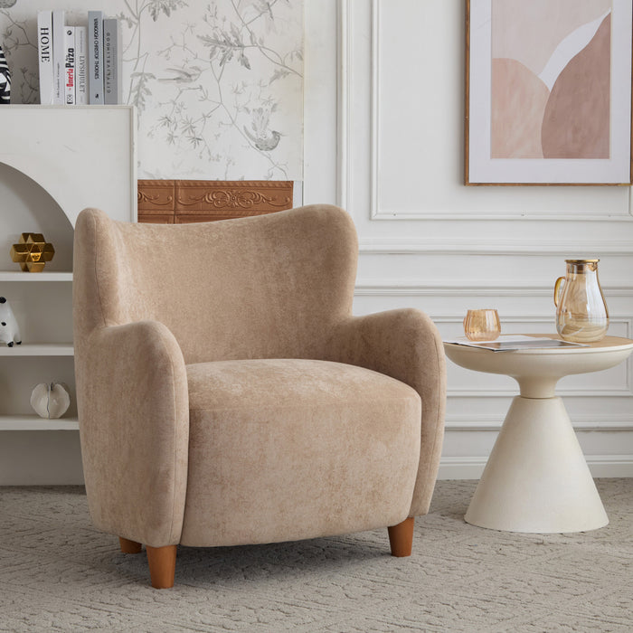 Sophia Upholstered Comfortable Armchair with Wingback,Light Camel Accent Chair