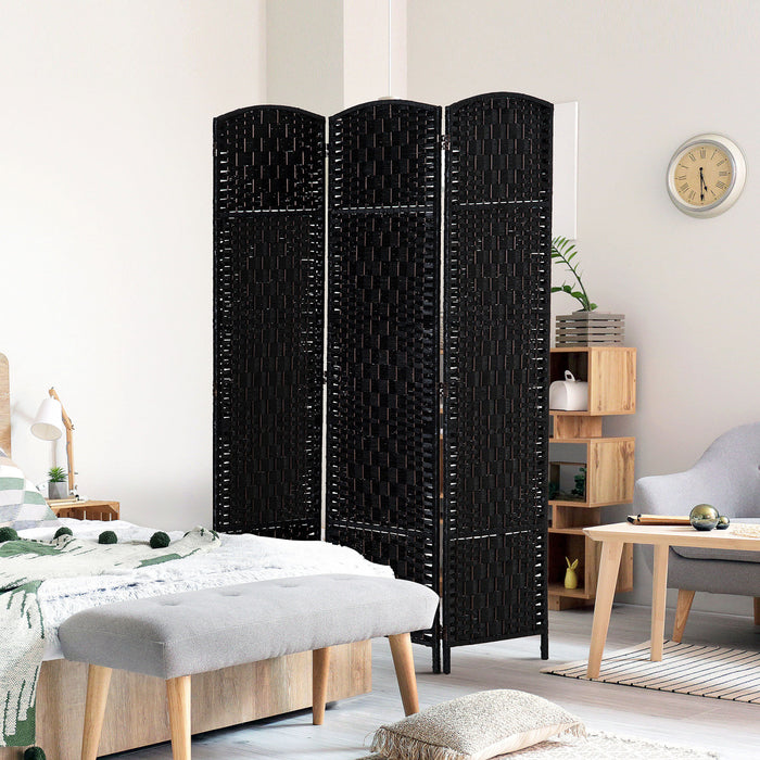Homcom Double Hinged Woven Wicker Room Divider And Privacy Screens