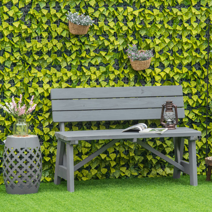 Outsunny Wooden Garden Bench For Outdoor, Grey