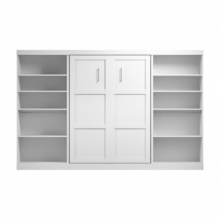 Bestar Pur Full Murphy Bed with Two Shelving Units (131 W) - White