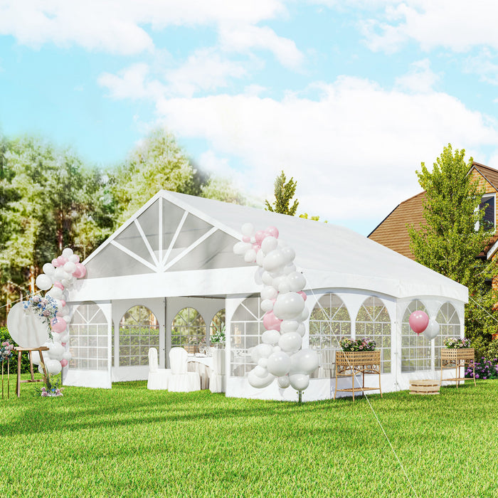 Outsunny 20' X 20' Heavy Duty Party Tent Outdoor Canopy With Carry Bags