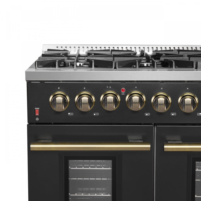Forno Galiano 48-inch Gas Range Black, 6.58 cu.ft. Double Ovens - FFSGS6244-48WHT
