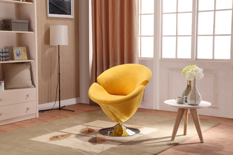 Tulip Modern Velvet Swivel Lounge Chair in Yellow - Set of 2