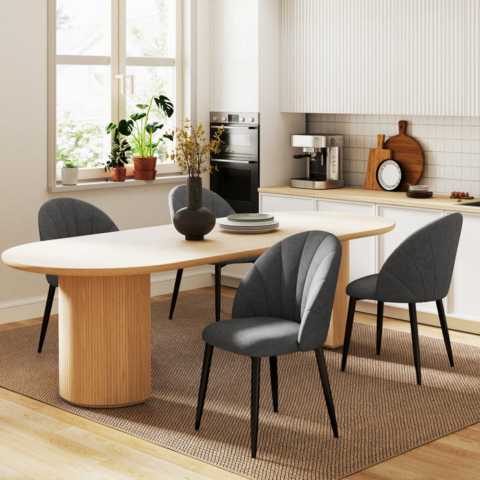 HOMCOM Dining Chairs Set of 4 Kitchen Chairs with Metal Legs Charcoal Grey