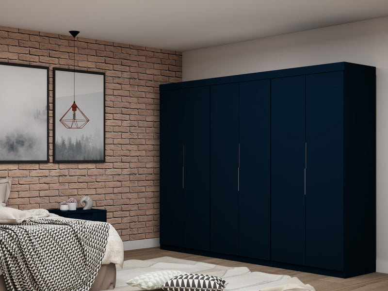 Mulberry Contemporary Modern 13-Piece Wardrobe Closet in Midnight Blue