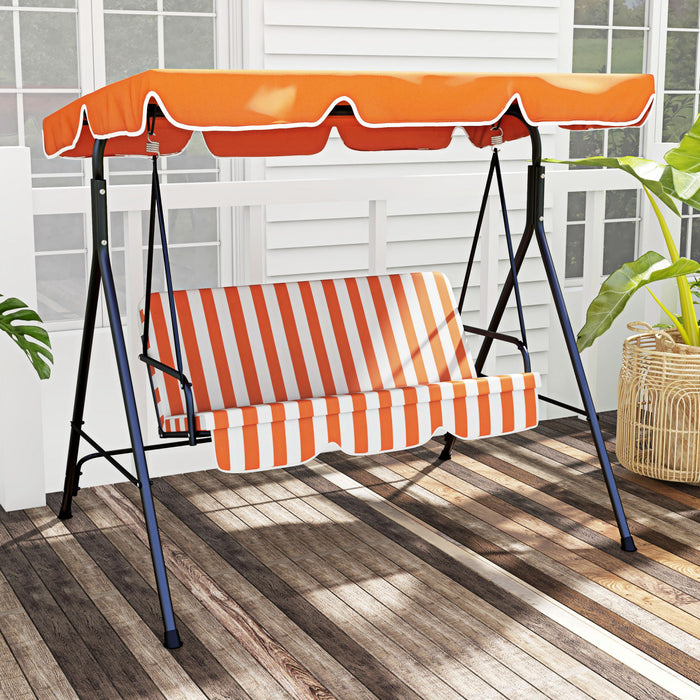Outsunny 3-seat Patio Swing Chair With Adjustable Canopy Orange