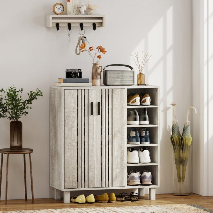 HOMCOM Shoe Cabinet with 5-tier Open Shelves for 17 Pairs Grey