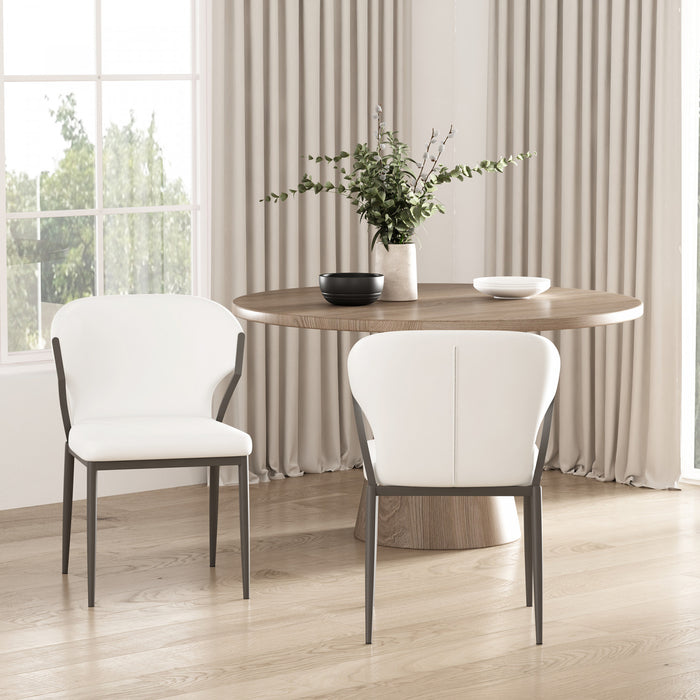Kirsten Modern Metal Vegan Leather Dining Chair in White - Set of 2 Armoire
