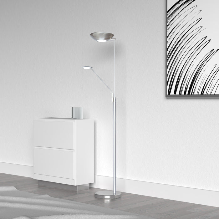Dainolite Mother & Son LED Floor Lamp Satin Chrome/Polished Chrome Finish