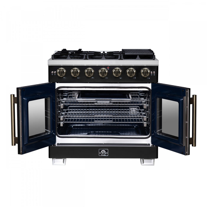 Forno Capriasca 36\" Black Gas Range 5.36 cu.ft -FFSGS6460-36BLK