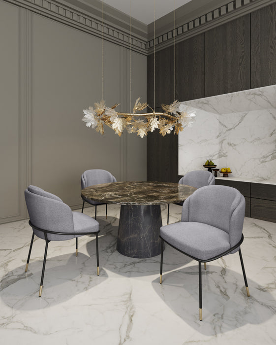 Flor Modern Metal Twill Weave Dining Chair in Gray - Set of 2