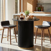 Voss Modern Round Dining Table with Ash Veneer Tabletop & Metal Base, Black | Table a manger ronde moderne Voss avec plateau en frene et base metallique, noir