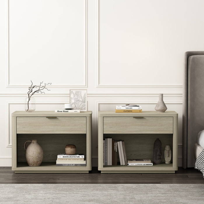 Evelyn Modern 32\" Nightstand in Natural (1-Drawer) - Set of 2