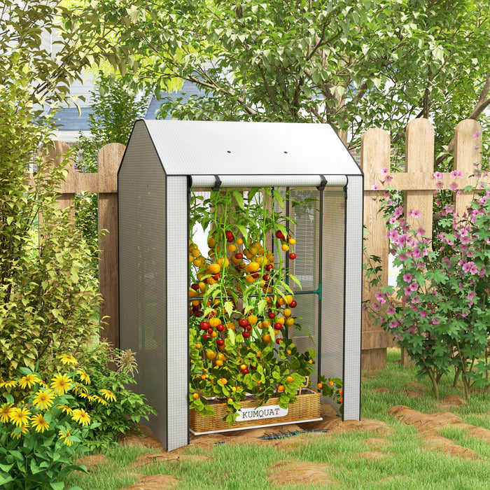 Outsunny Mini Greenhouse Portable Tomato Greenhouse with Vents, White