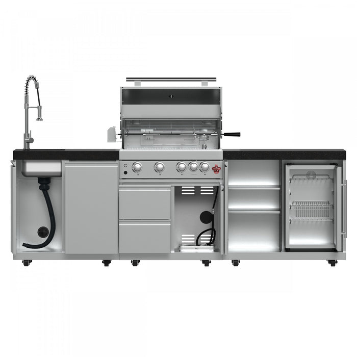 FORNO Bulnes Outdoor Kitchen 60,000 BTU Stainless Steel BBQ with Black Granite Countertops - FODKT2506BLK