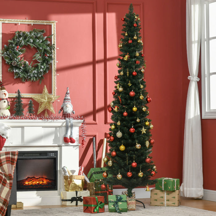 Homcom 7ft Artificial Christmas Tree Holiday Pencil Tree Indoor