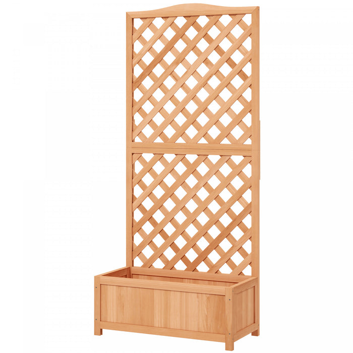 Outsunny Raised Garden Bed Planter with Trellis for Vine Climbing Brown