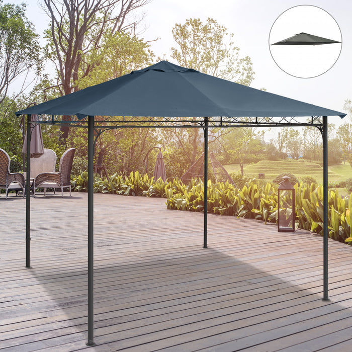 Outsunny 9.8' X 9.7' Square Gazebo Canopy Replacement Uv Protected Top Cover Sun Shade Grey