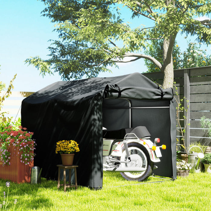Outsunny Outdoor Shelter, Motorcycle Tent W/roll-up Zipper Door, Dark Grey