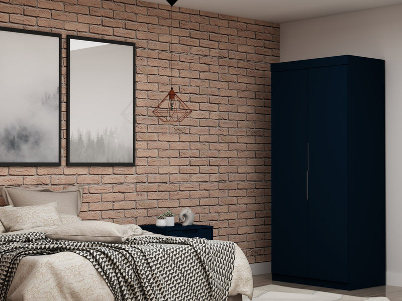 Mulberry Contemporary Modern 2-Piece Wardrobe Closet in Midnight Blue