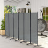 Outsunny 6 Panel Folding Outdoor Privacy Screen, 5.7FT Tall Room Divider with UV30+ Protection, Freestanding Privacy Panel Partition with Stable Base for Indoor Outdoor, Grey