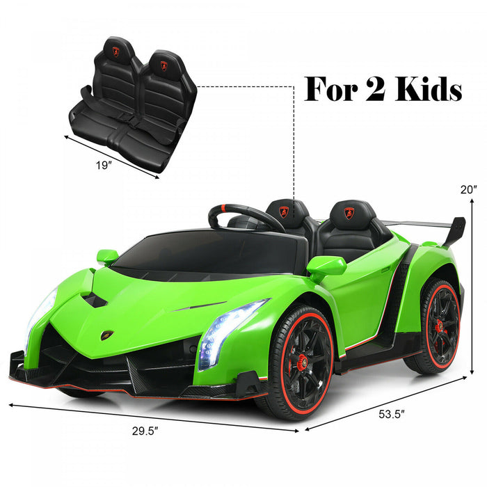Costway 12v 2-seater Licensed Lamborghini Kids Ride On Car W/ RC & Swing Function Green