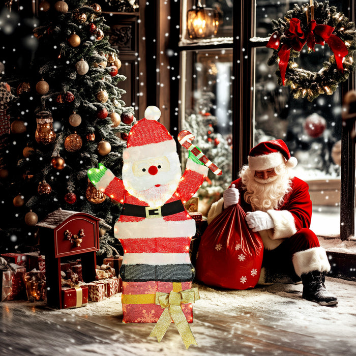 Outsunny 3ft Lighted Santa Claus, Christmas Decoration for Indoor Outdoor