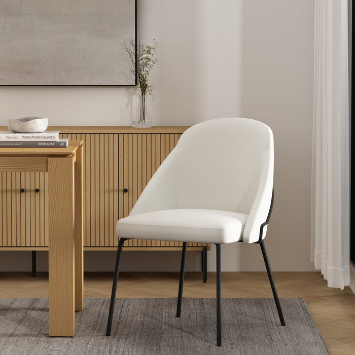 Gracie Modern Metal Vegan Leather Dining Chair in White and Black
