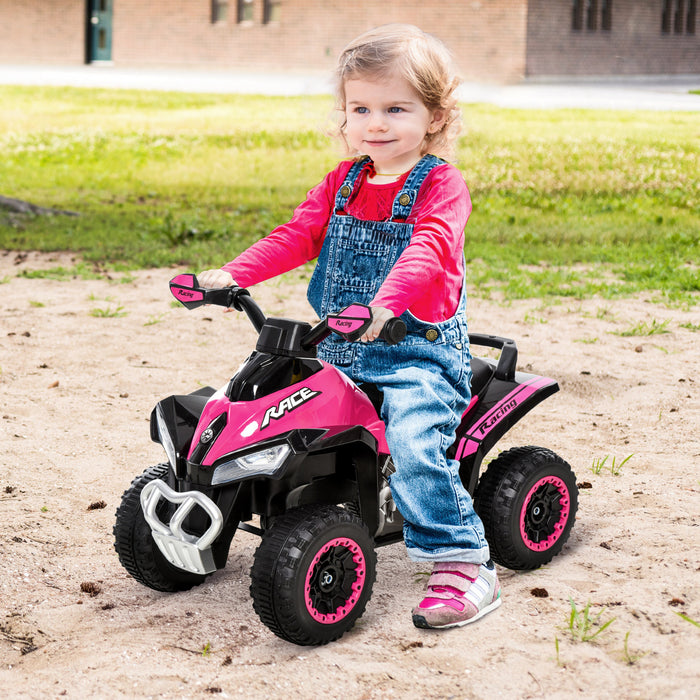 Aosom 4 Wheels Ride On Motorcycle Toy For Kids Baby Toddler Ride-on Car Walker No Power Foot To Floor Slider With Music And Lightening Function For 18-36 Months Pink