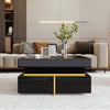 Ava High-Gloss Coffee Table with Storage Drawers and Gold Accents,Black | Ava Table Basse a Fini Haute Brillance avec Tiroirs de Rangement et Accents Dores, Noir