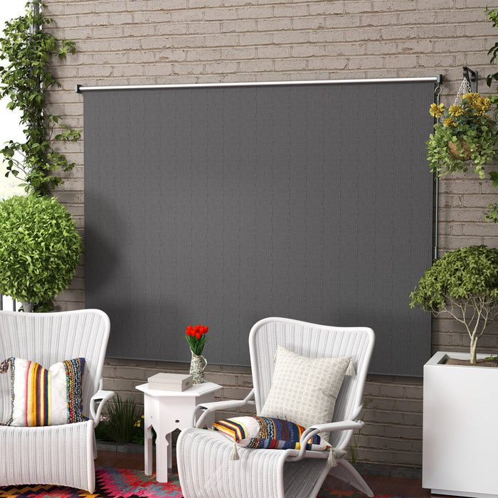 Outsunny Outdoor Roller Shade, 8' X 6' Patio Door Blinds, Dark Grey